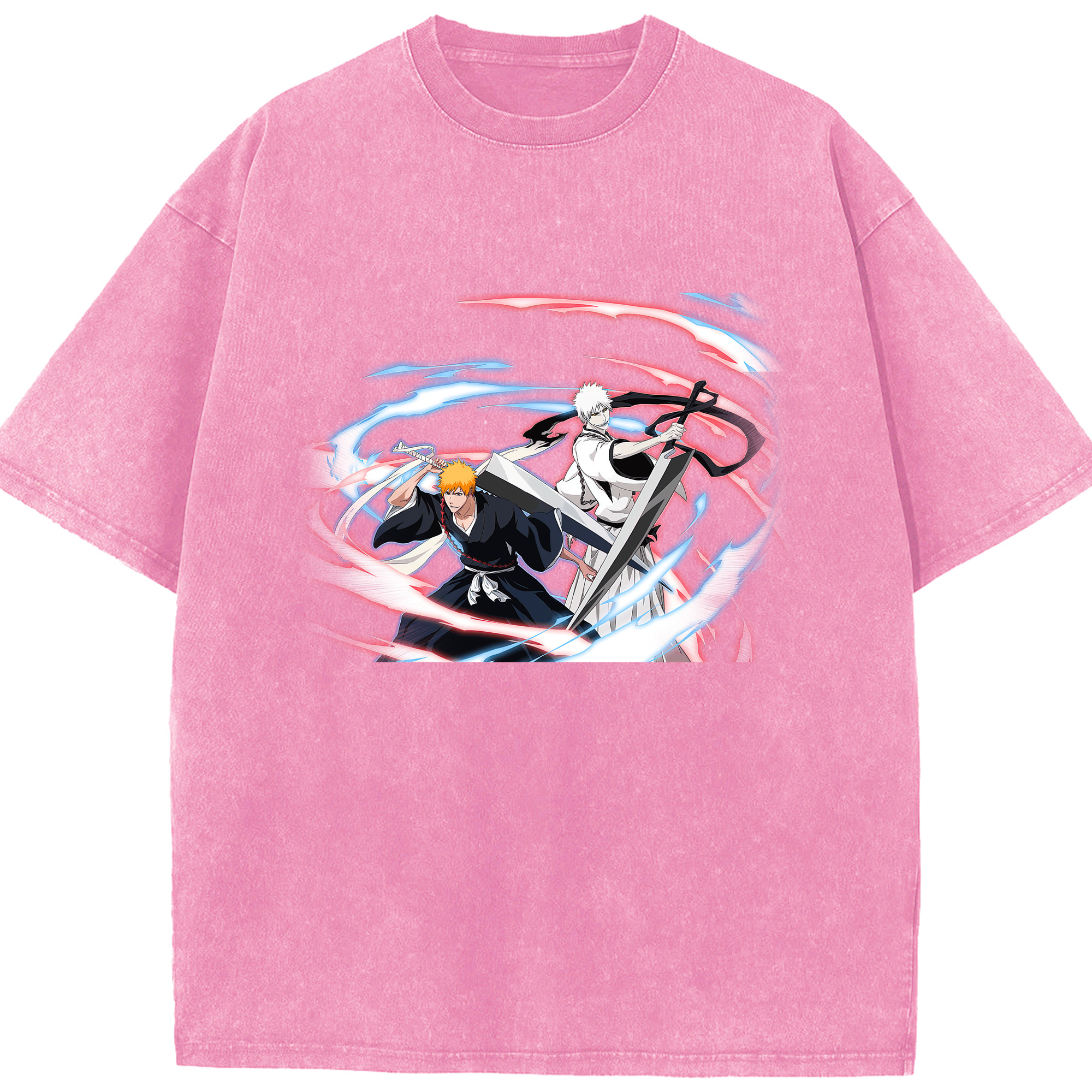 （画像用） ブリーチ 黒崎一護（くろさき いちご）BLEACH Kurosaki Ichigo 綿100% ヴィンテージ風 半袖Tシャツ（フロントプリント）